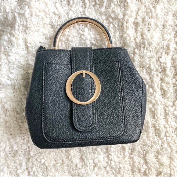 Handbags - Black Big Buckle Crossbody